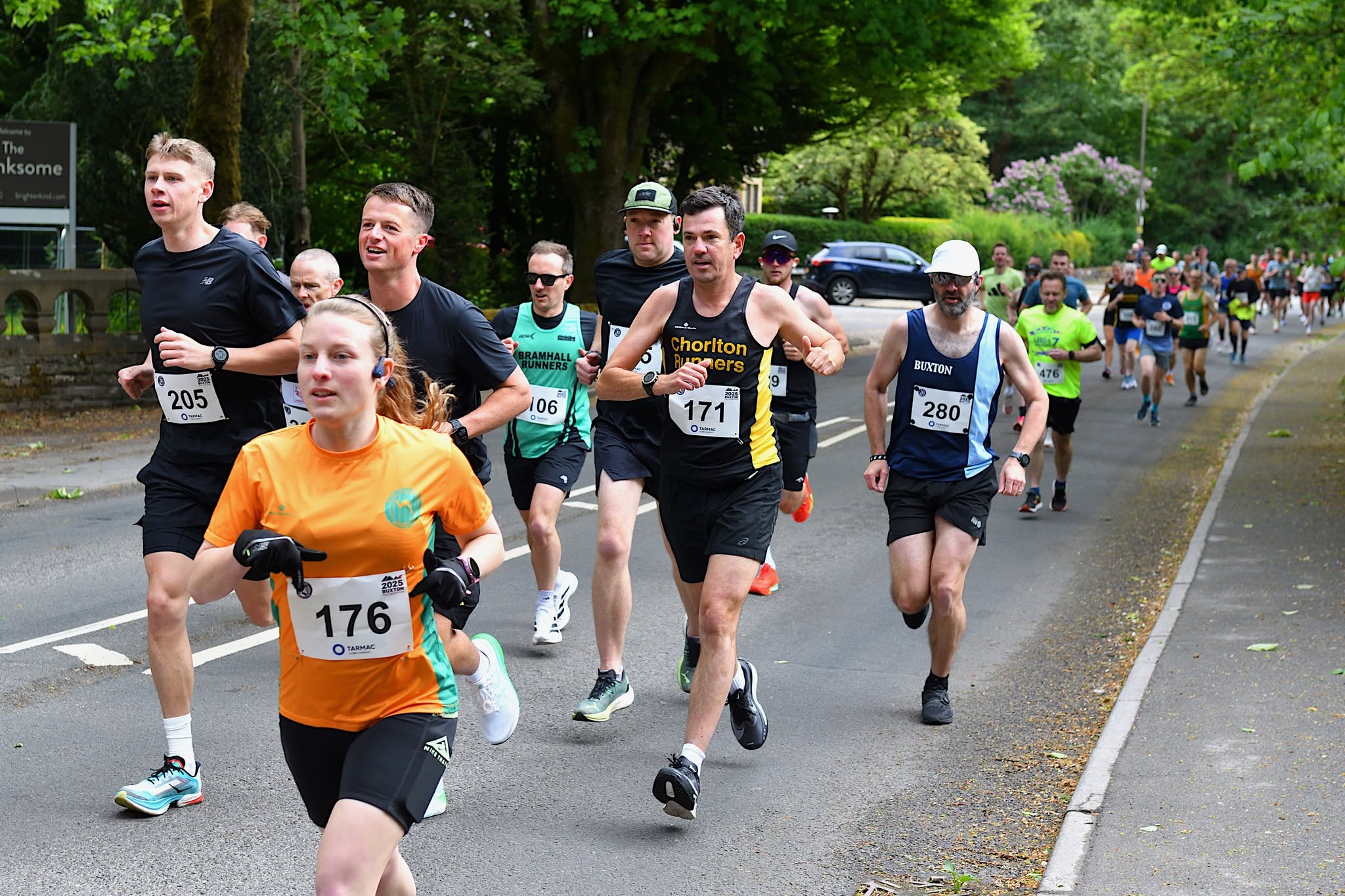 Buxton Half Marathon runners setting off through Buxton